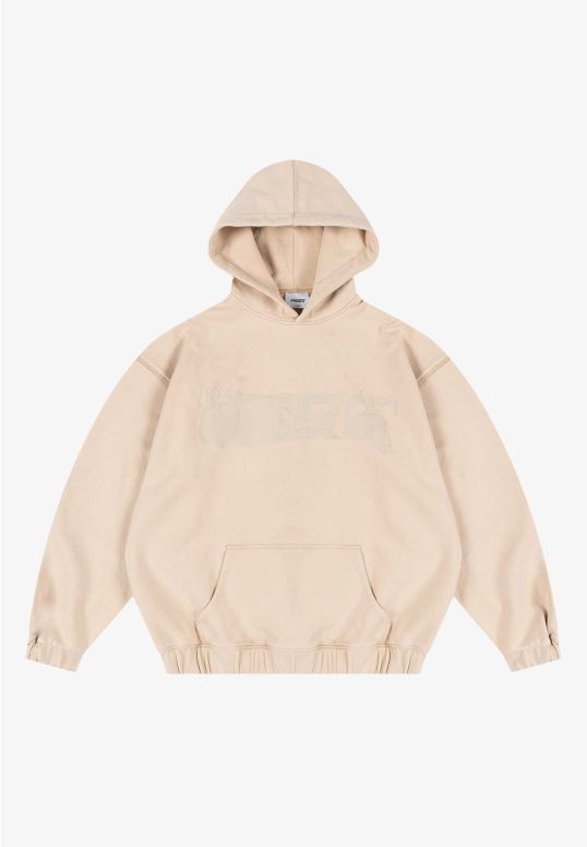 Splash Washed bluza z kapturem regular męska beżowa