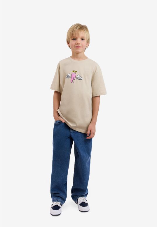 Pop t-shirt dziecięcy beżowy