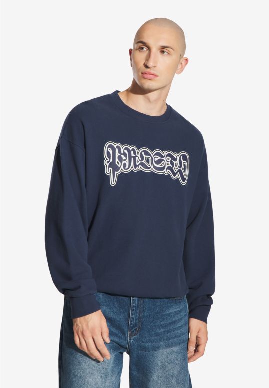 Graffiti bluza męska bawełniana granatowa