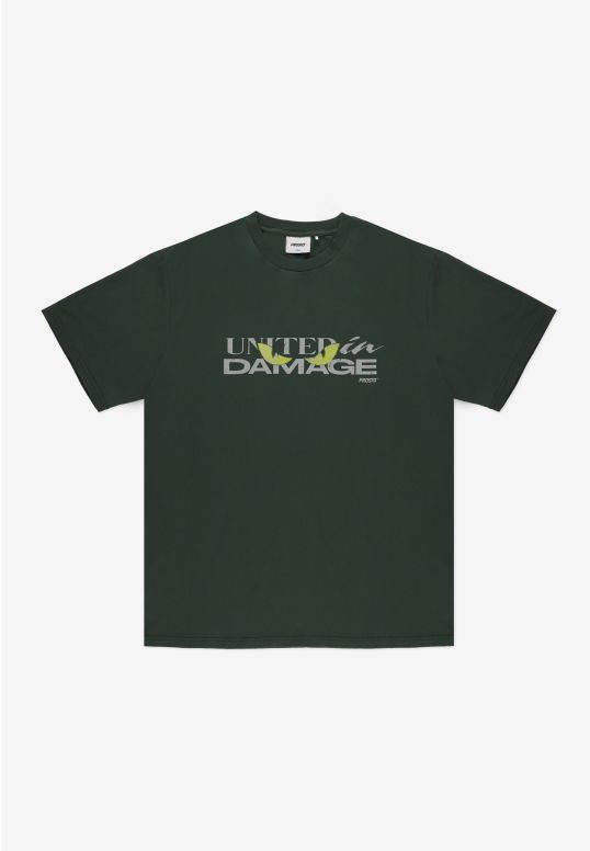 Damage t-shirt bawełniany khaki