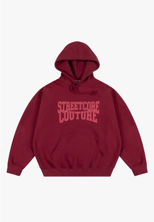 Street Couture Washed bluza z kapturem oversize męska burgundowa