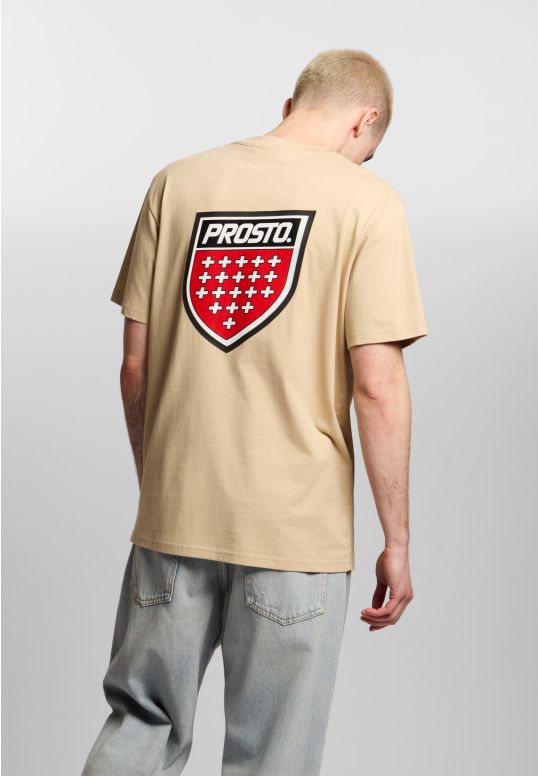 Shield Big t-shirt regular męski bawełniany beżowy