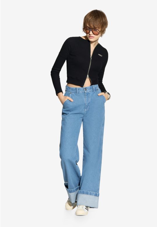 Long Pants Work spodnie jeansy damskie niebieskie