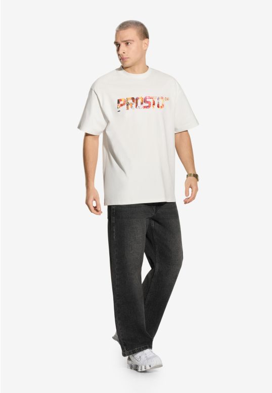 Rated t-shirt bawełniany ecru