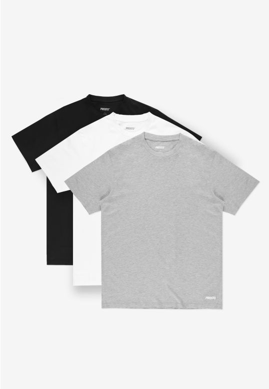 Basic t-shirty regular bawełniane 3-pack multi