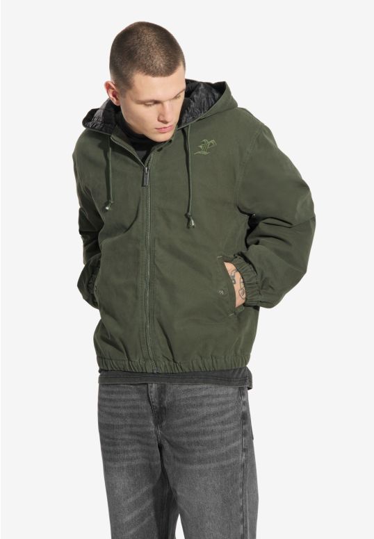 Padded kurtka z kapturem męska oliwkowa