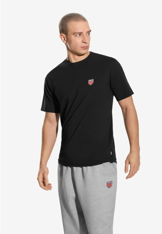 Shield t-shirt bawełniany slim czarny