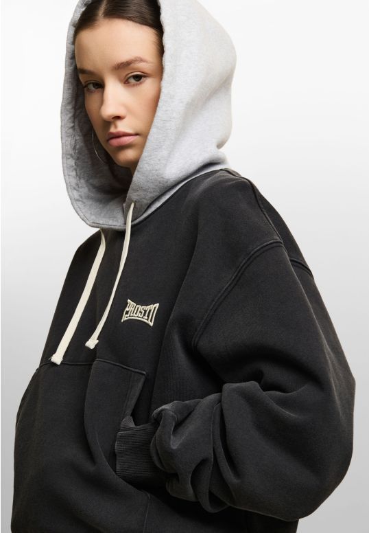 Balloon Washed women's hooded sweatshirt black