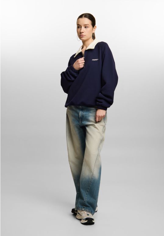 Coach bluza rozpinana cropped damska granatowa