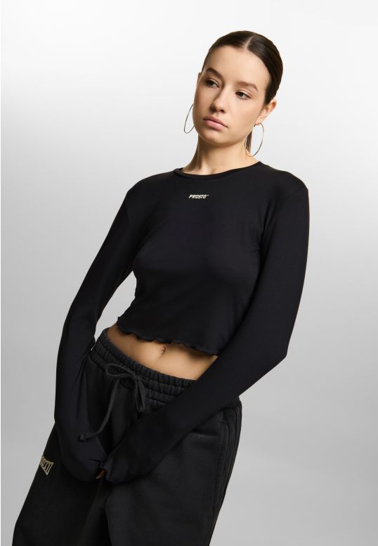 Slab longsleeve dopasowany damski czarny