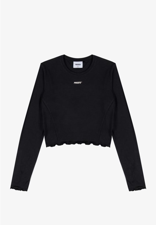 Slab longsleeve dopasowany damski czarny