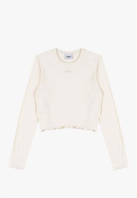 Slab longsleeve dopasowany damski biały