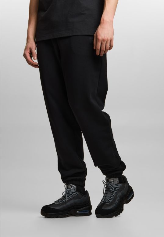 Jacquard Label spodnie dresowe oversize bawełniane czarne