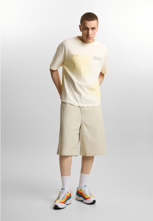 Reverse krótkie spodenki baggy męskie beżowe