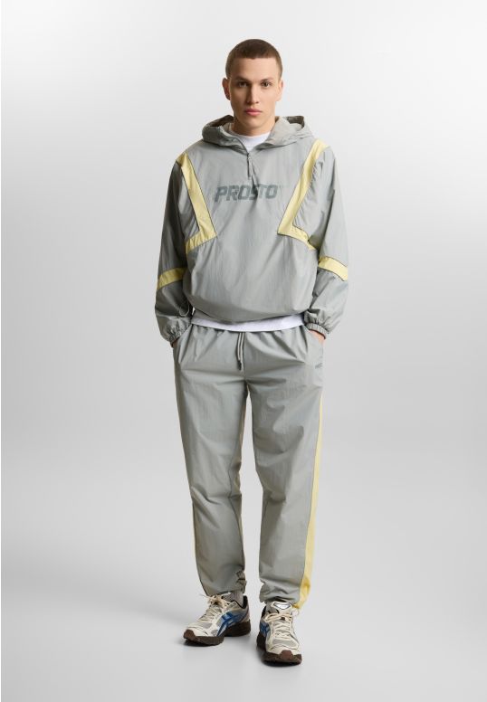 Sprinter spodnie regular męskie szare z panelami butter yellow