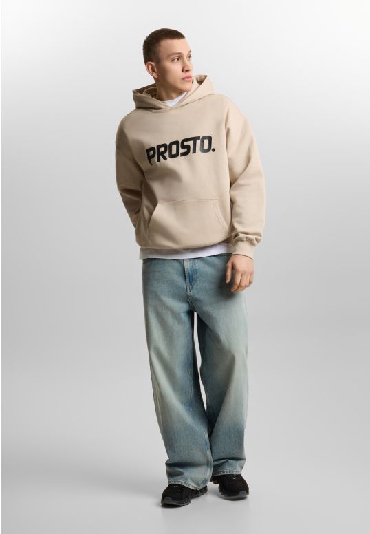 Big log bluza z kapturem regular męska beżowa