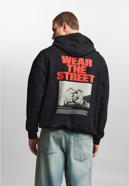 Wear The Street bluza z kapturem oversize męska czarna