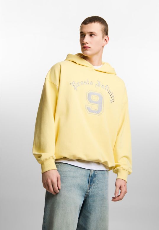 Nine bluza z kapturem oversize męska bawełniana żółta