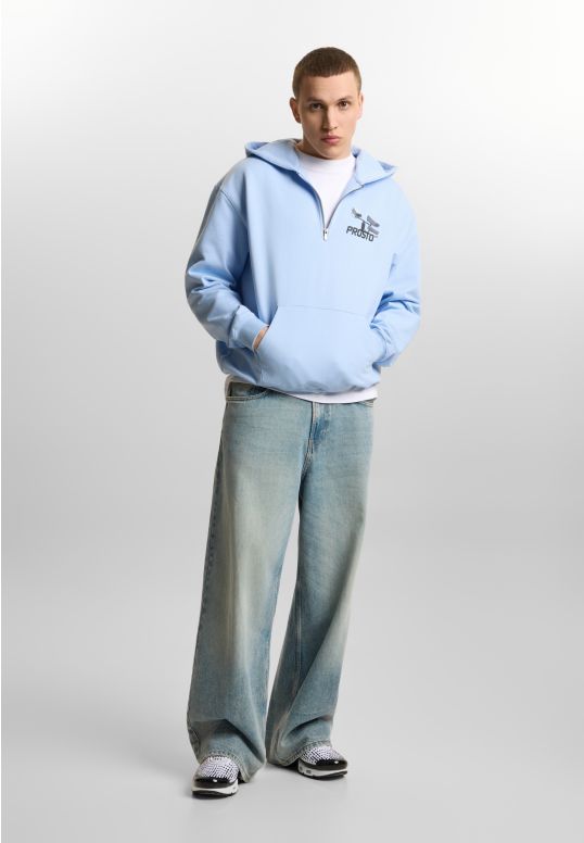 CC TV bluza z kapturem oversize męska jasnoniebieska