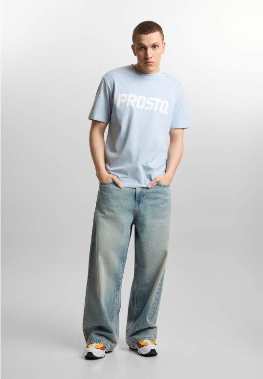 Big log t-shirt regular męski bawełniany niebieski