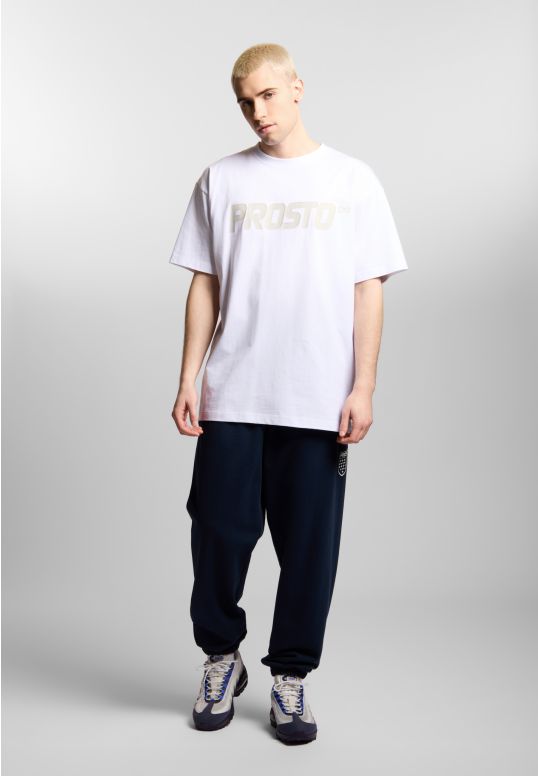 Big log t-shirt oversize bawełniany męski biały