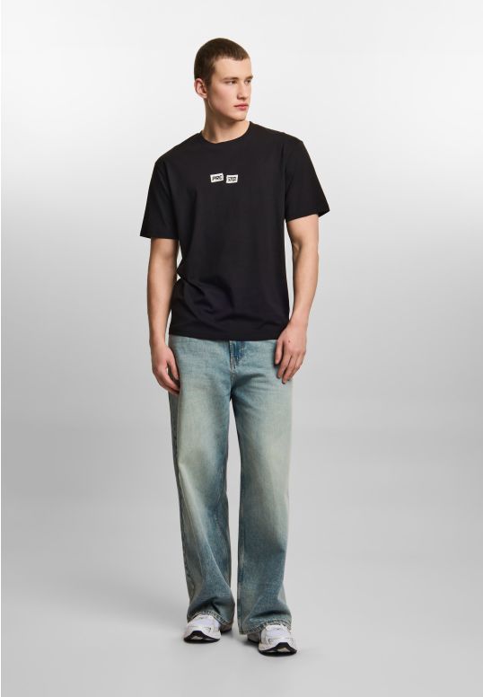 Crack Box Logo t-shirt regular męski bawełniany czarny