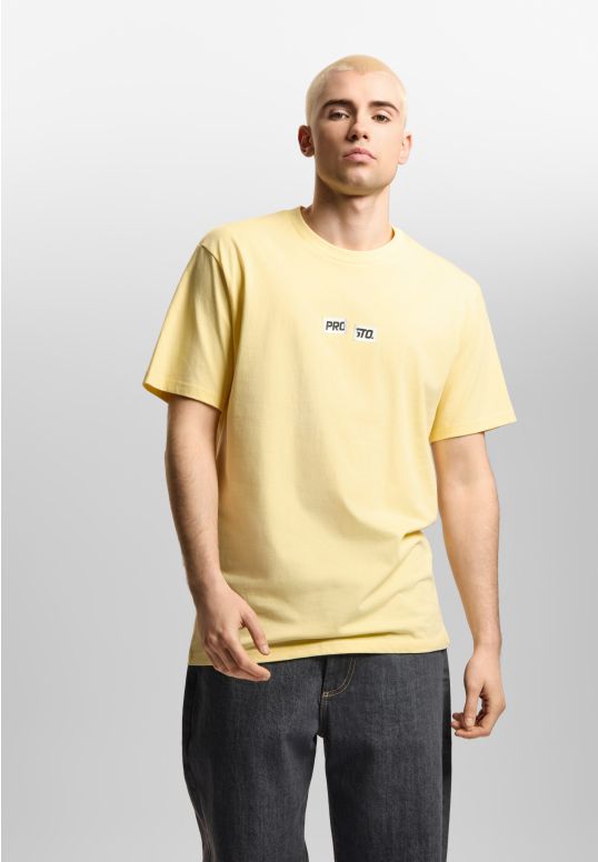 Crack Box Logo t-shirt regular męski bawełniany żółty