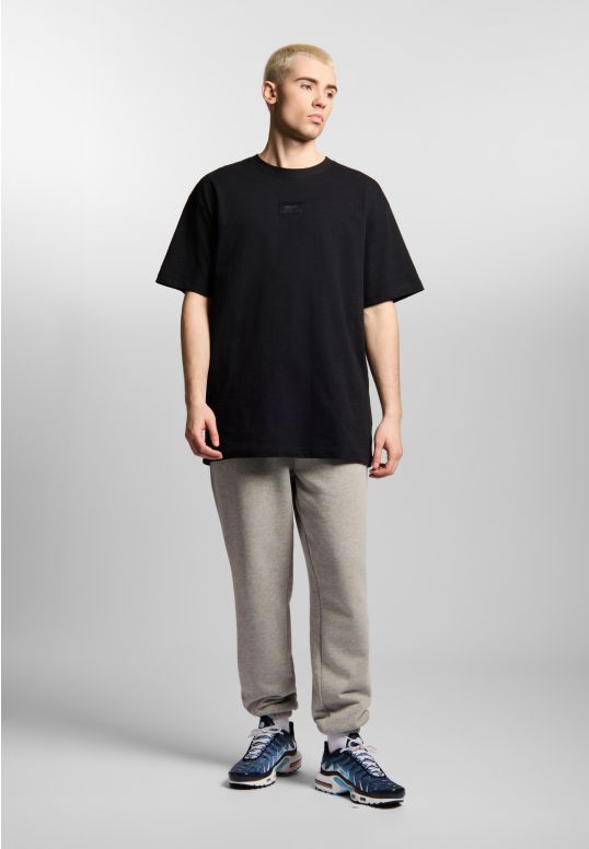 Jacquard Label t-shirt oversize bawełniany męski czarny