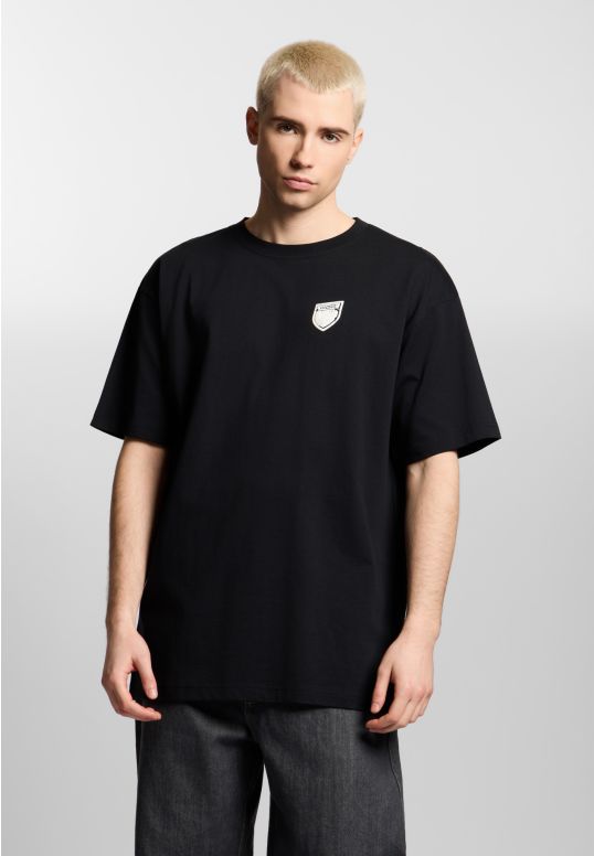 Shield Splash t-shirt oversize bawełniany męski czarny