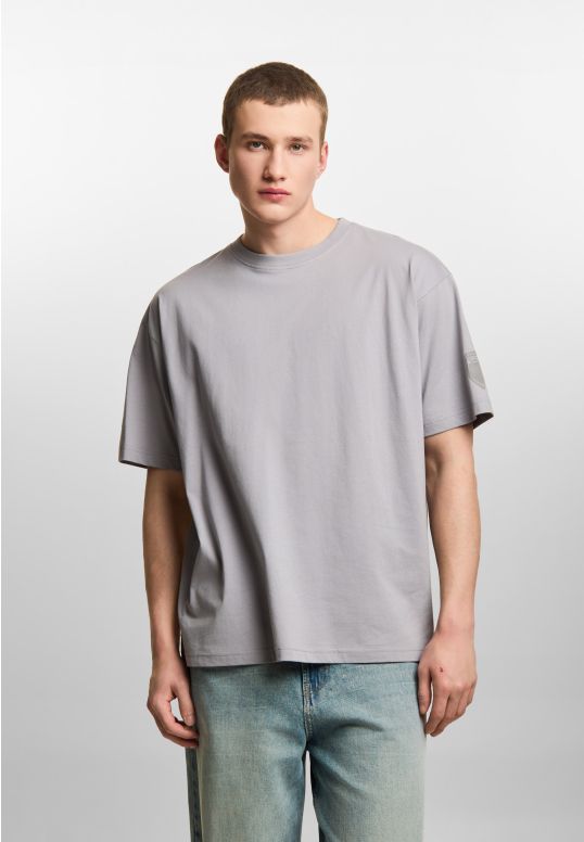 Shield Splash t-shirt boxy bawełniany męski szary