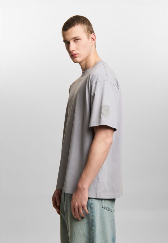 Shield Splash t-shirt boxy bawełniany męski szary