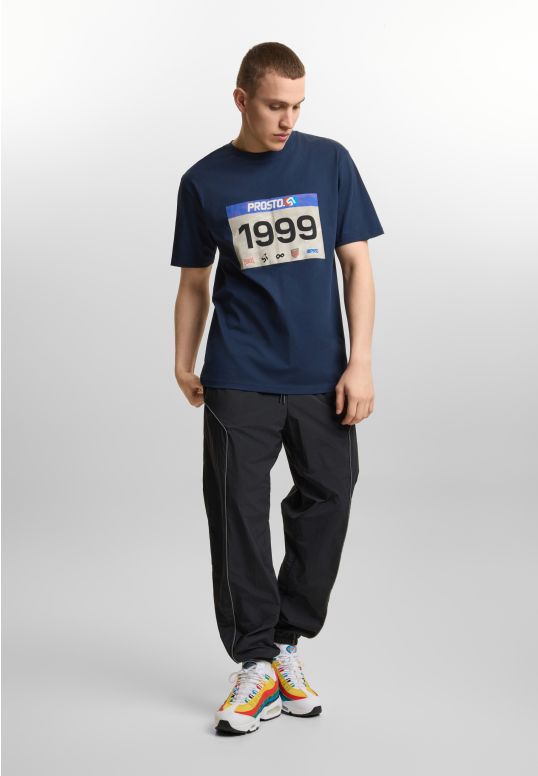 Runner t-shirt regular męski bawełniany granatowy