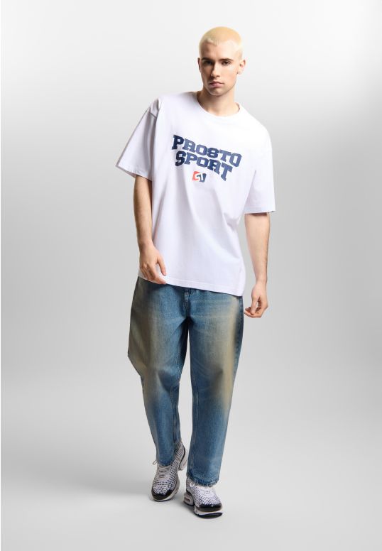 Sport t-shirt boxy męski bawełniany biały