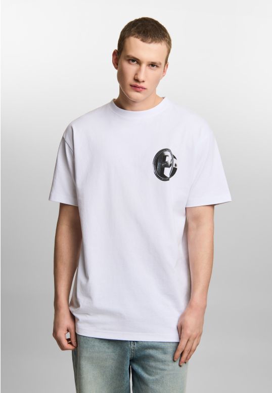 P Rim t-shirt oversize bawełniany męski biały