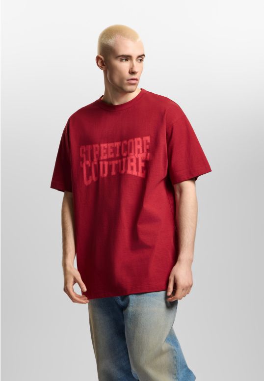 Street Couture t-shirt oversize bawełniany męski burgundowy