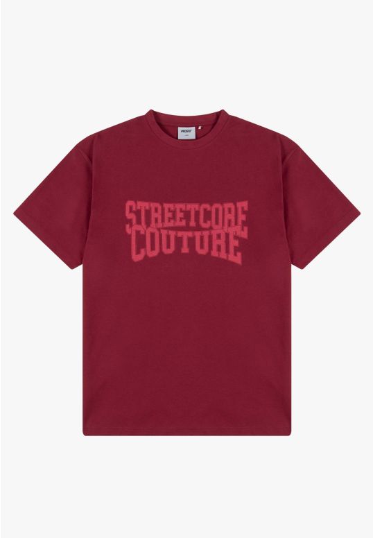 Street Couture t-shirt oversize bawełniany męski burgundowy