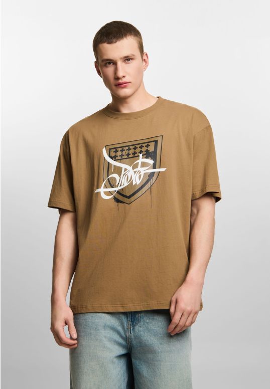 Damage Target t-shirt boxy męski beżowy