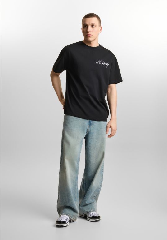 Club t-shirt oversize męski czarny