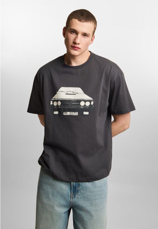 Polonez t-shirt boxy męski bawełniany szary