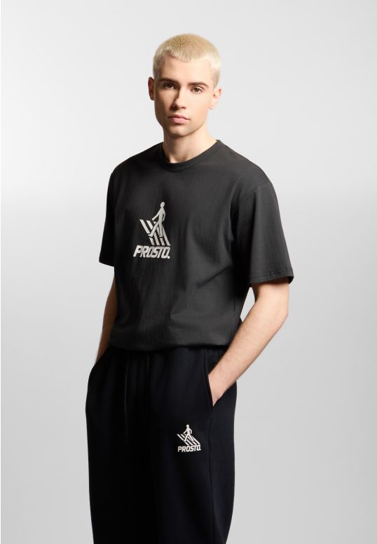 Crossing t-shirt regular męski bawełniany czarny