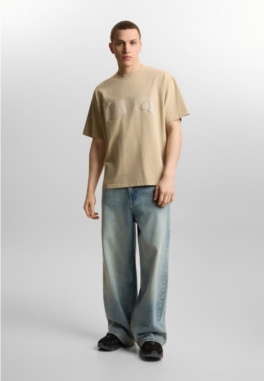 Splash t-shirt boxy męski beżowy