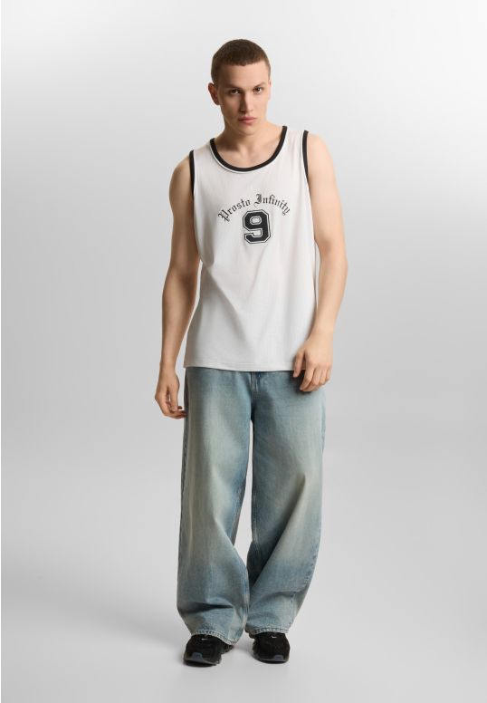 Nine tank top regular męski biały