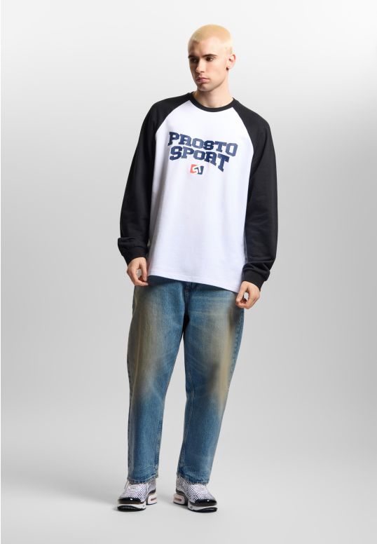 Raglan Harvard longsleeve regular bawełniany męski biały