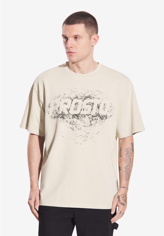 Scriber Washed t-shirt bawełniany beżowy