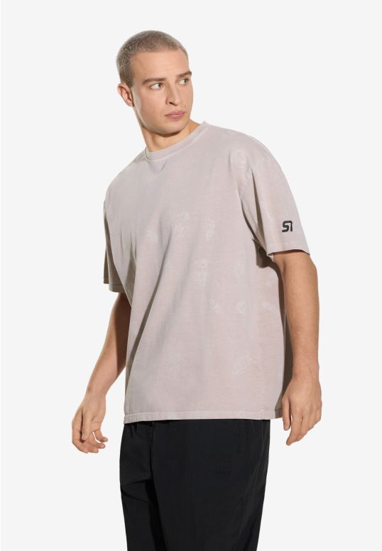 Insects t-shirt bawełniany beżowy