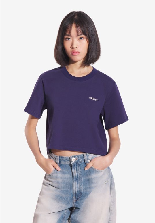 Heavyweight women's cotton t-shirt navy blue