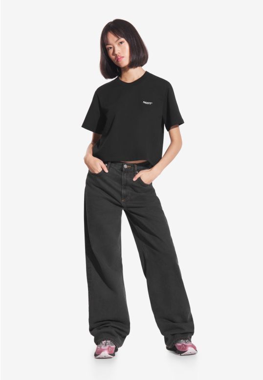 Heavyweight women's cotton t-shirt black