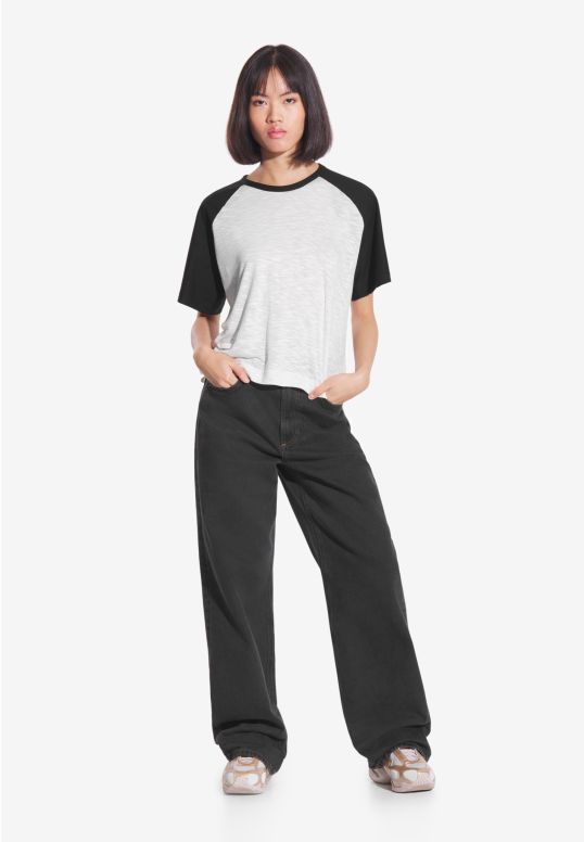 College women's cotton t-shirt black